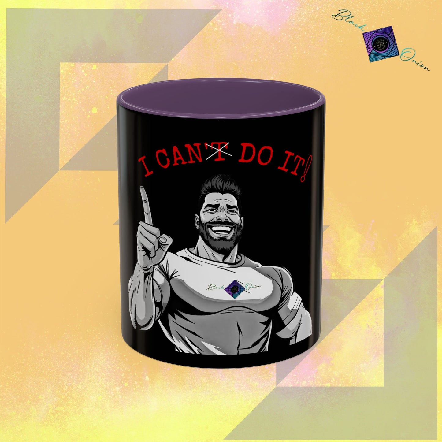 BlackOnion Coffee Mug - 11oz with Workout Motif ‘I Can Do It ’🔥💪🫵
