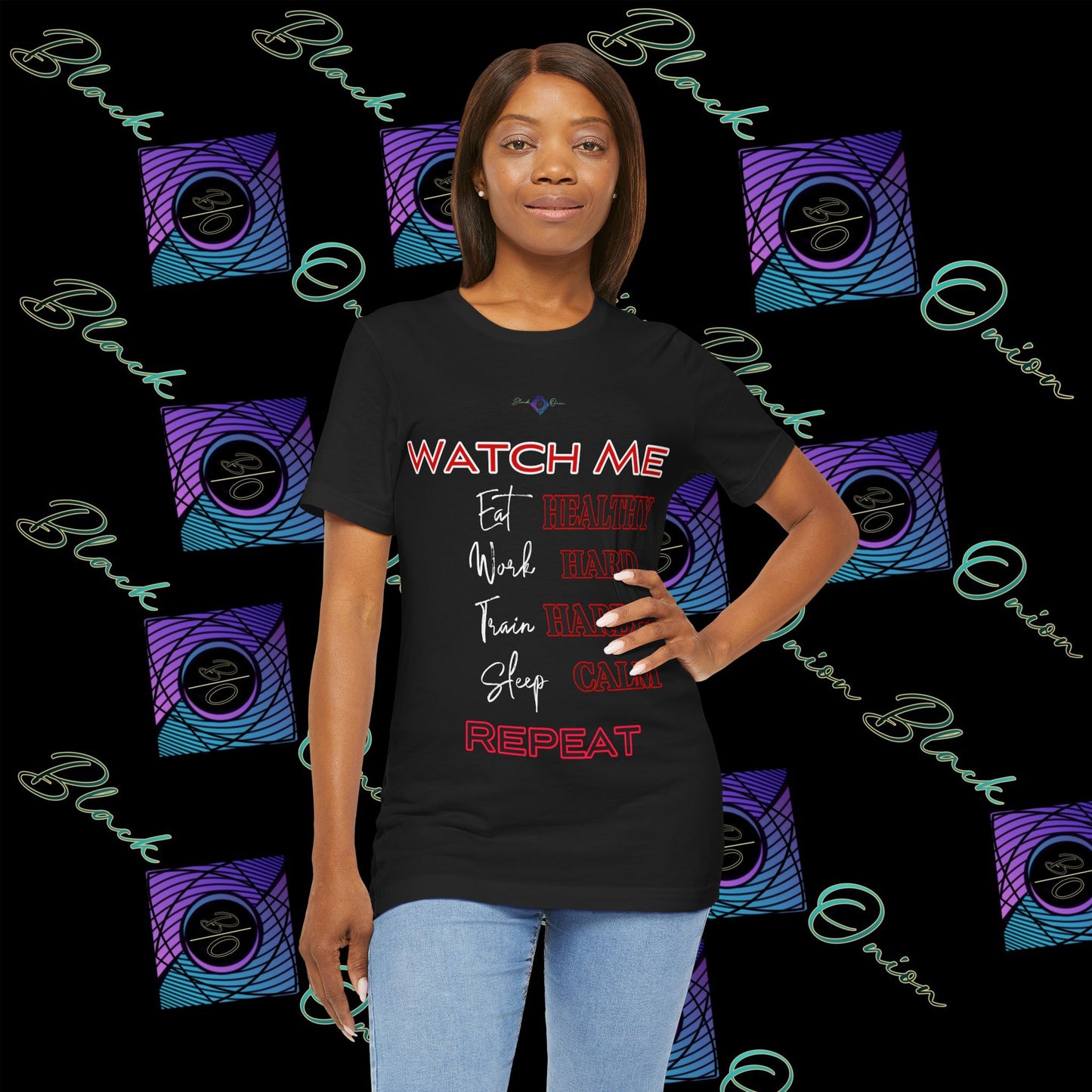 BlackOnion "Watch Me" T-Shirt with Workout Motif V3  💪🔥