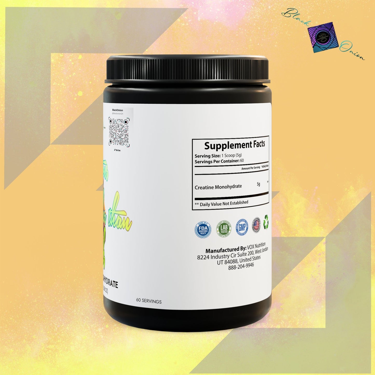 BlackOnion Creatine Monohydrate Supplement (300g, 10.58oz) 🔥💪