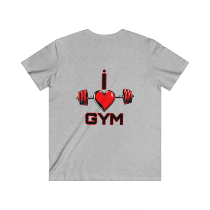 BlackOnion Men's V-Neck T-Shirt with Workout Motif ‘I Love Gym’💪🔥🫵