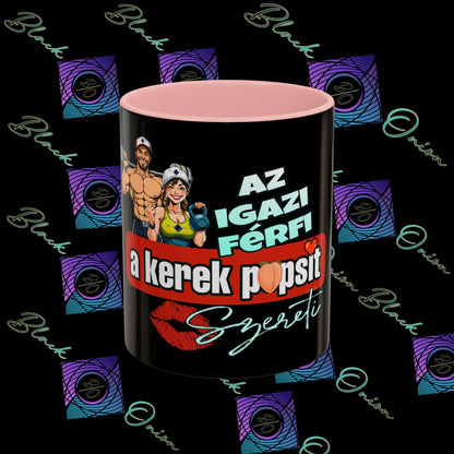 BlackOnion Coffee Mug Serial 2 with Workout Motif ‘Az igazi férfiak a kerek popsit szeretik ‘🫵🔥💪