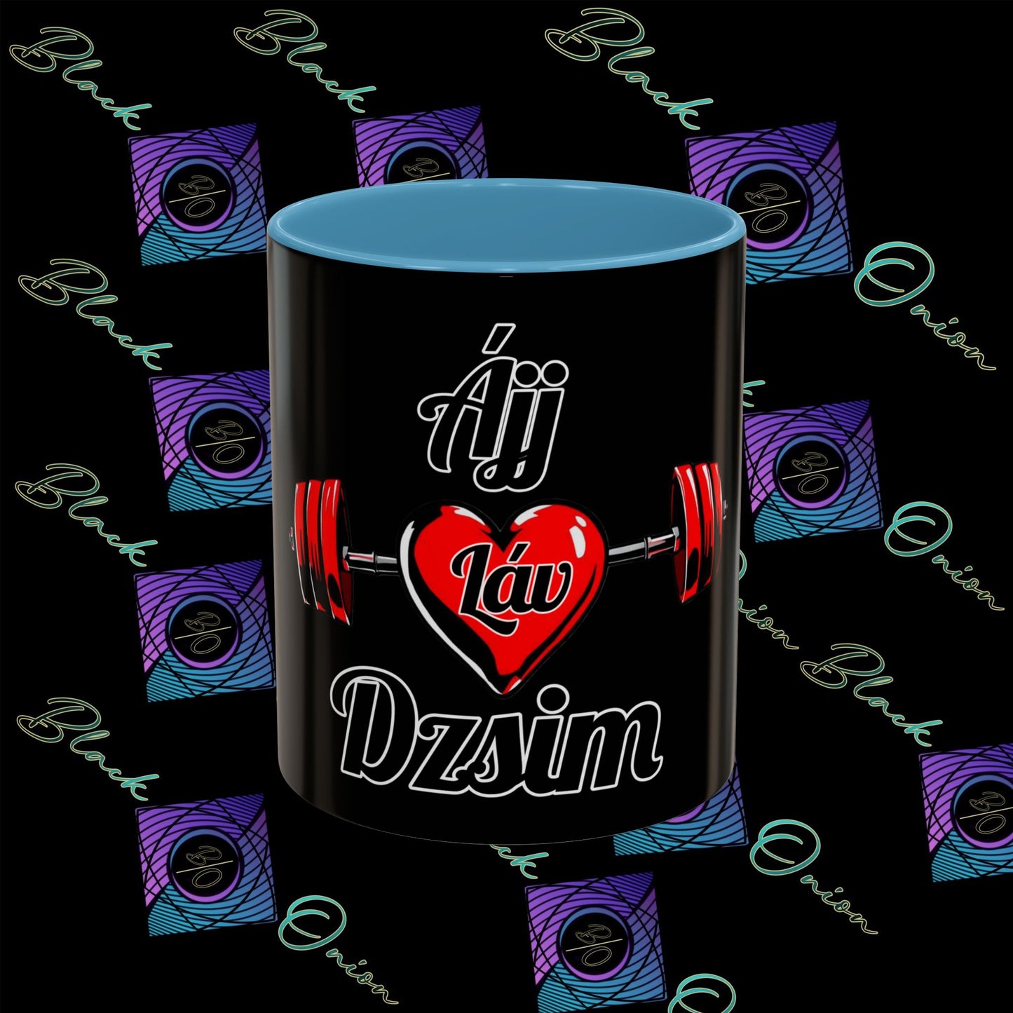 BlackOnion Coffee Mug Serial 2 with Workout Motif ‘ÁjjLávDzsim ’🫵🔥💪