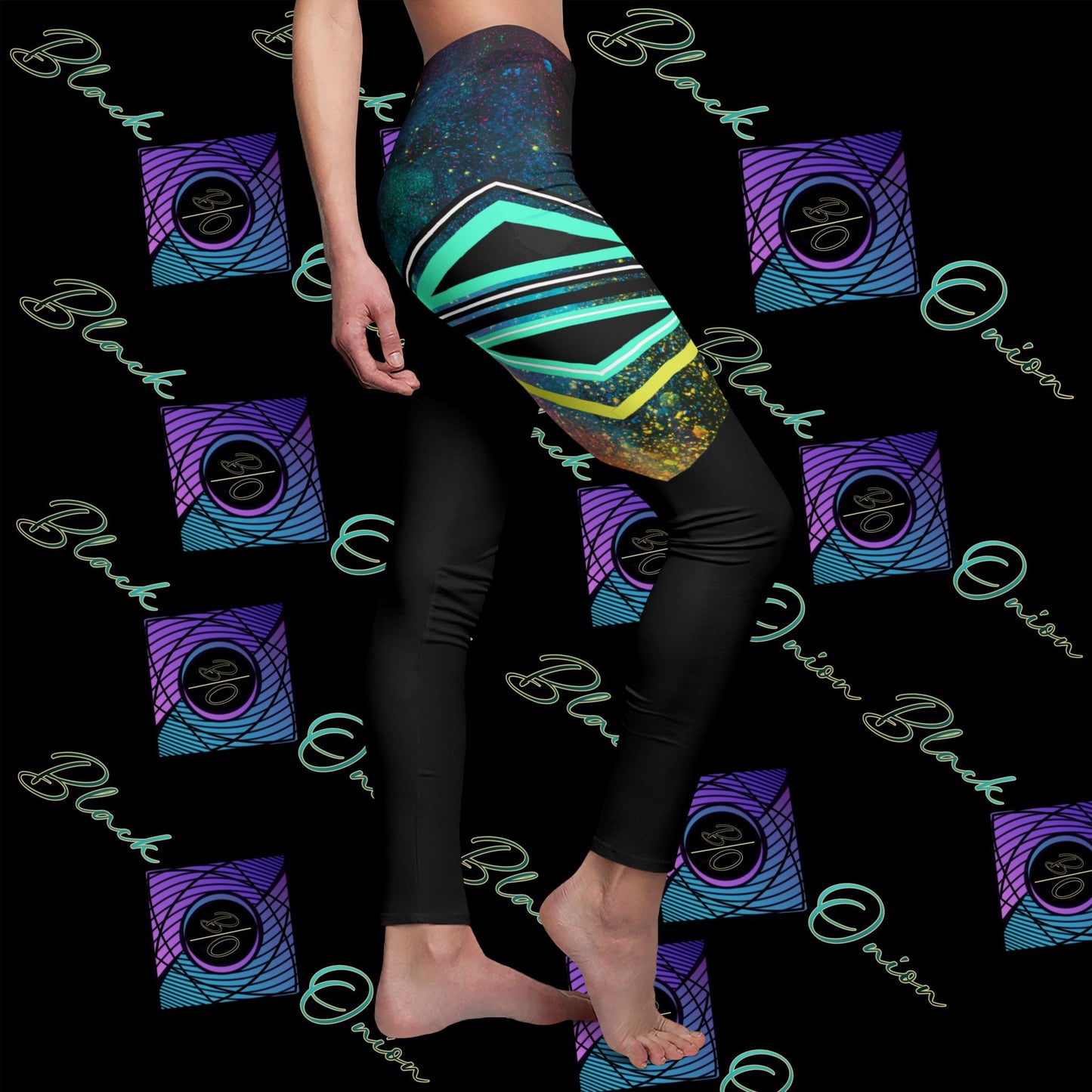 BlackOnion Stylish Women's Mid-rise Casual Leggings with Workout Motif 🌸💋❤️