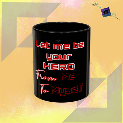 BlackOnion Coffee Mug - 11oz with Workout Motif ‘Let me be your Hero’🔥💪🫵