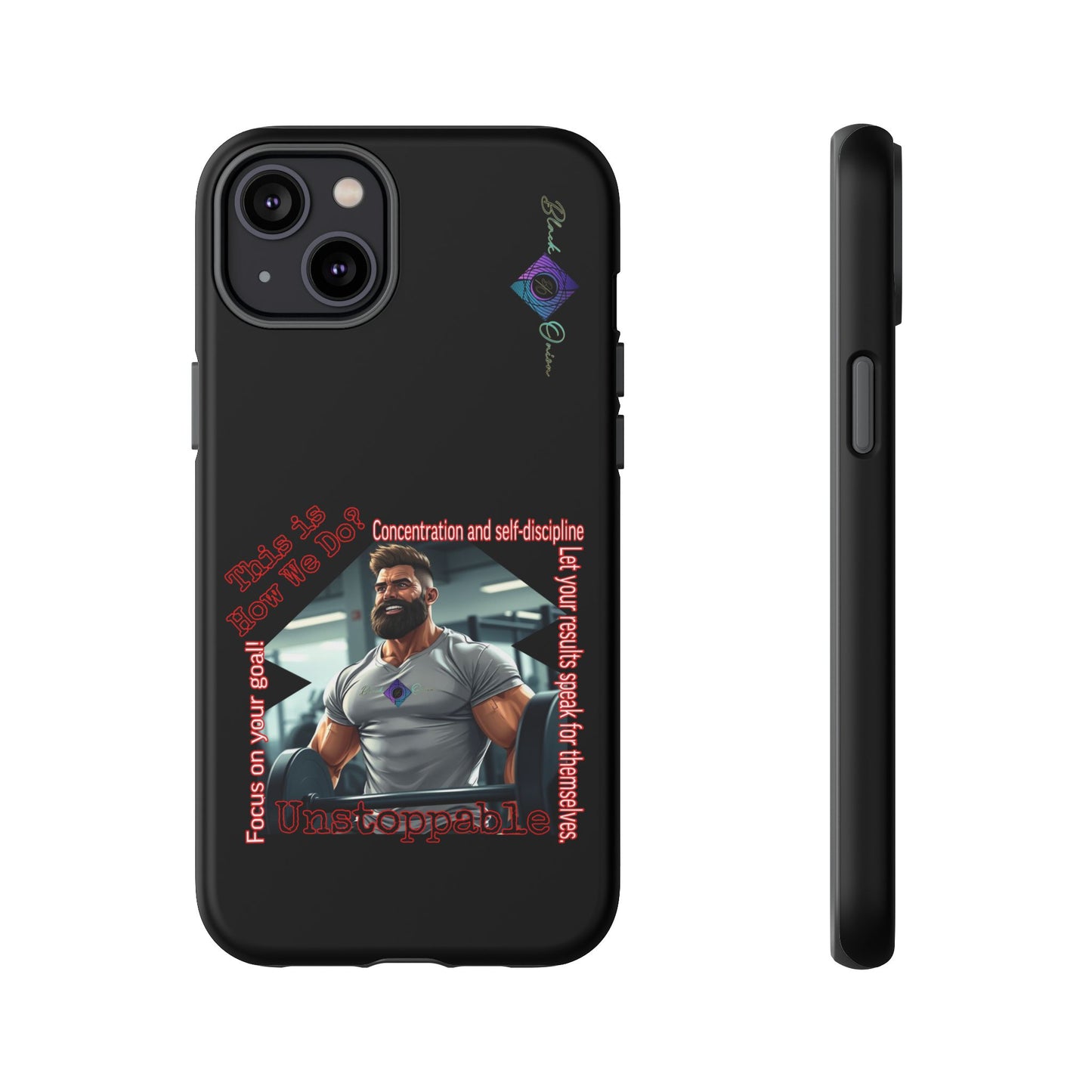 BlackOnion Brand New Phone Case - with Motivational Workout Motif’Unstoppable ‘💪🔥🫵