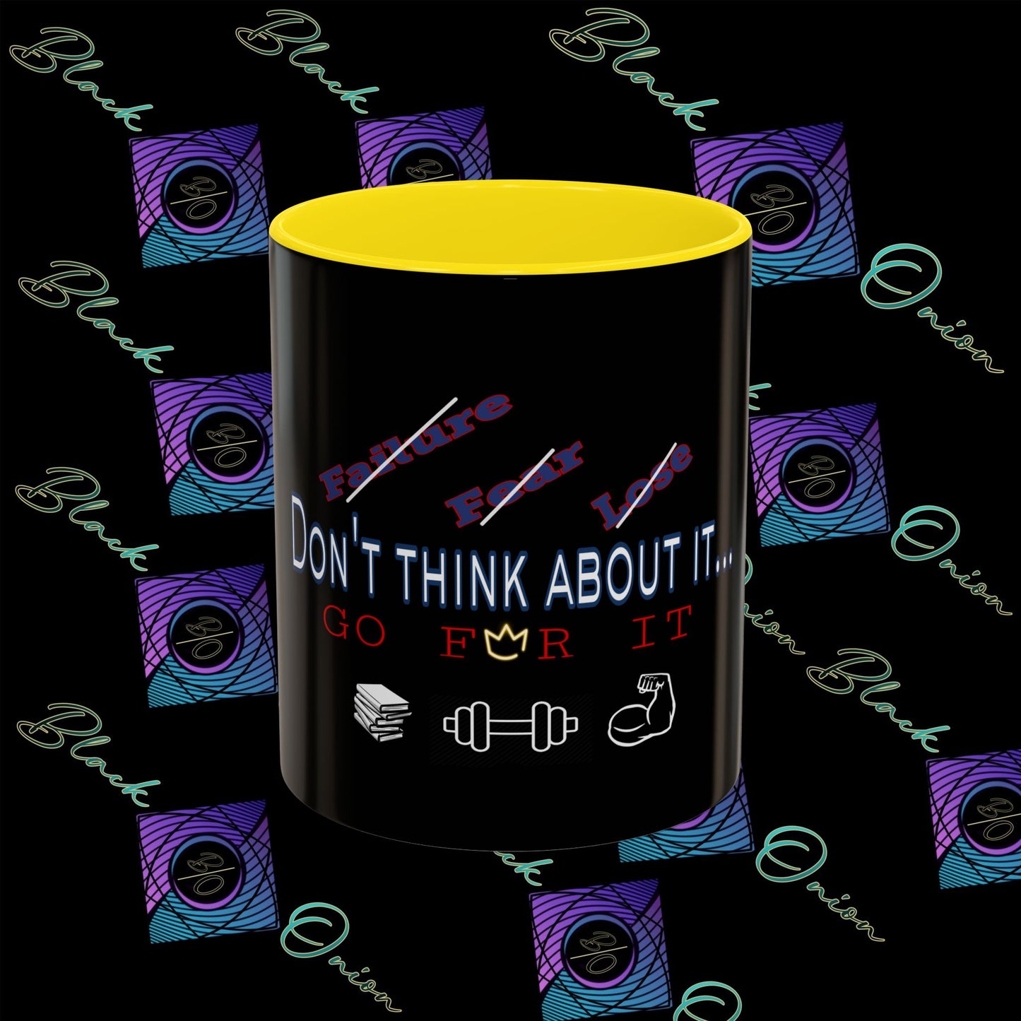 BlackOnion Coffee Mug Serial 2 with Workout Motif ‘Don’t think ‘🫵🔥💪
