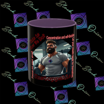 BlackOnion Coffee Mug - 11oz with Workout Motif ‘Unstoppable’🔥💪🫵