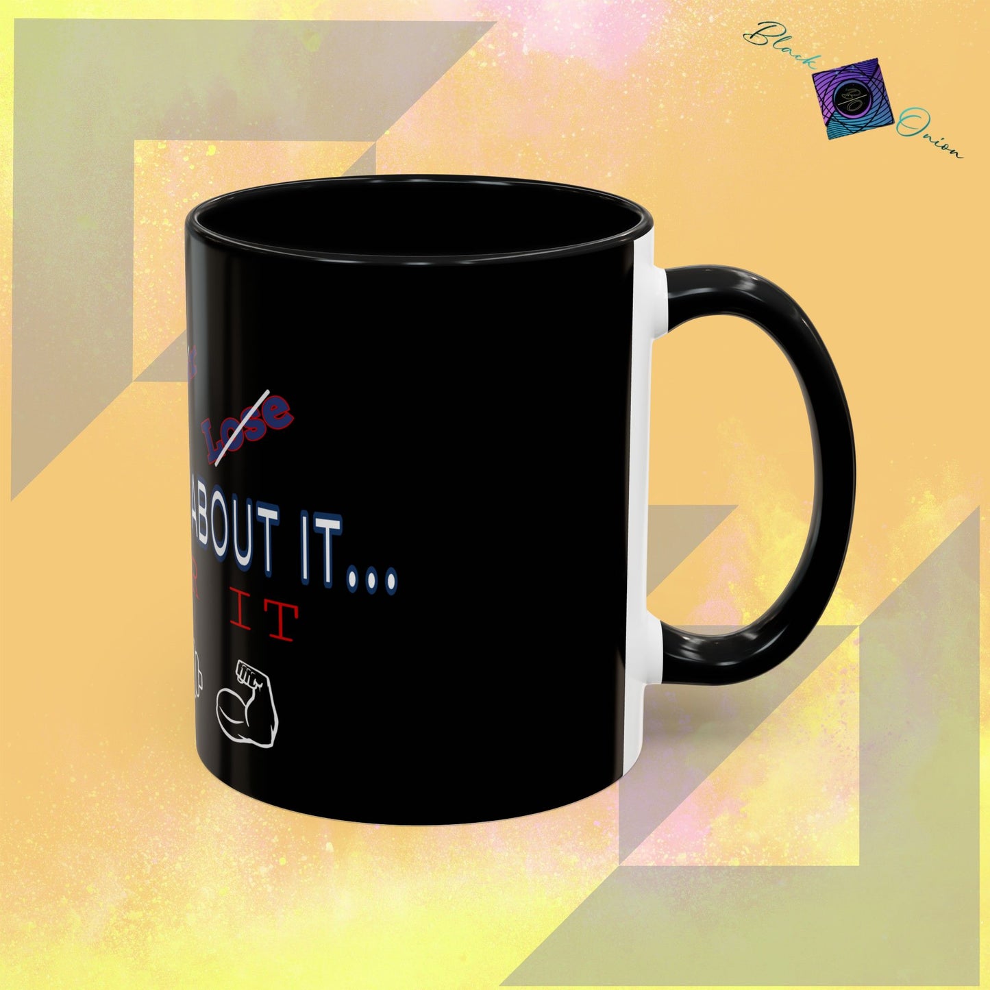 BlackOnion Coffee Mug - 11oz with workout motif ‘Don’t think about it’🔥💪🫵