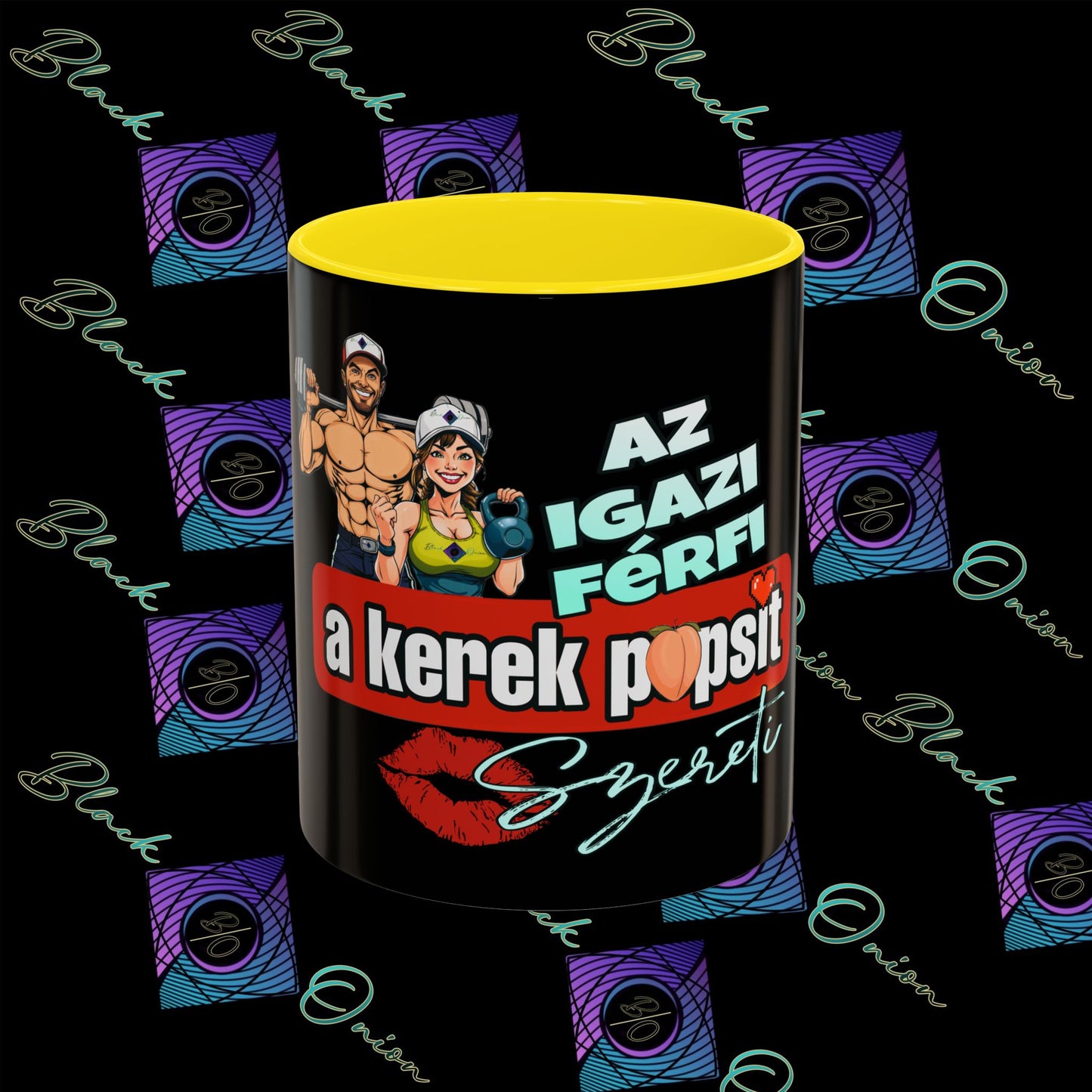 BlackOnion Coffee Mug - 11oz with Workout Motif ‘Az igazi férfi’🔥💪🫵