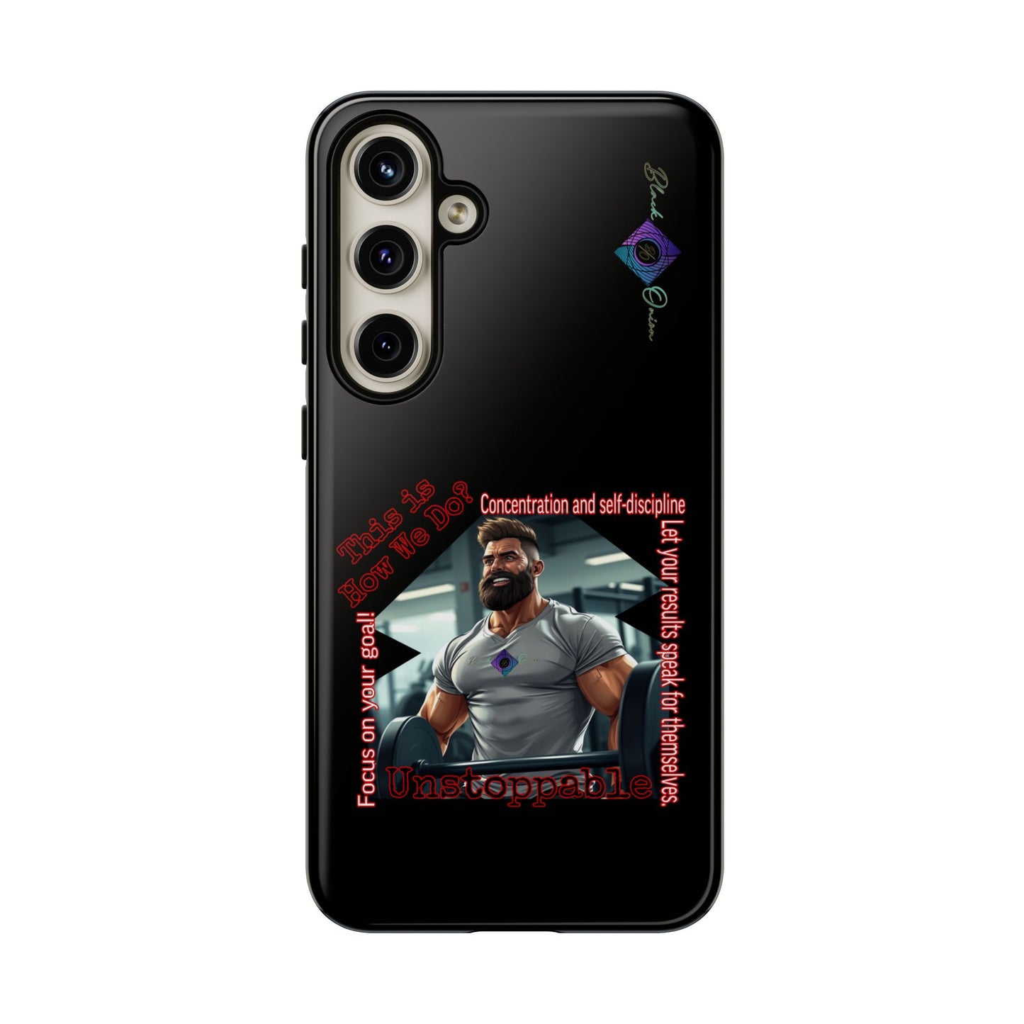 BlackOnion Brand New Phone Case - with Motivational Workout Motif’Unstoppable ‘💪🔥🫵