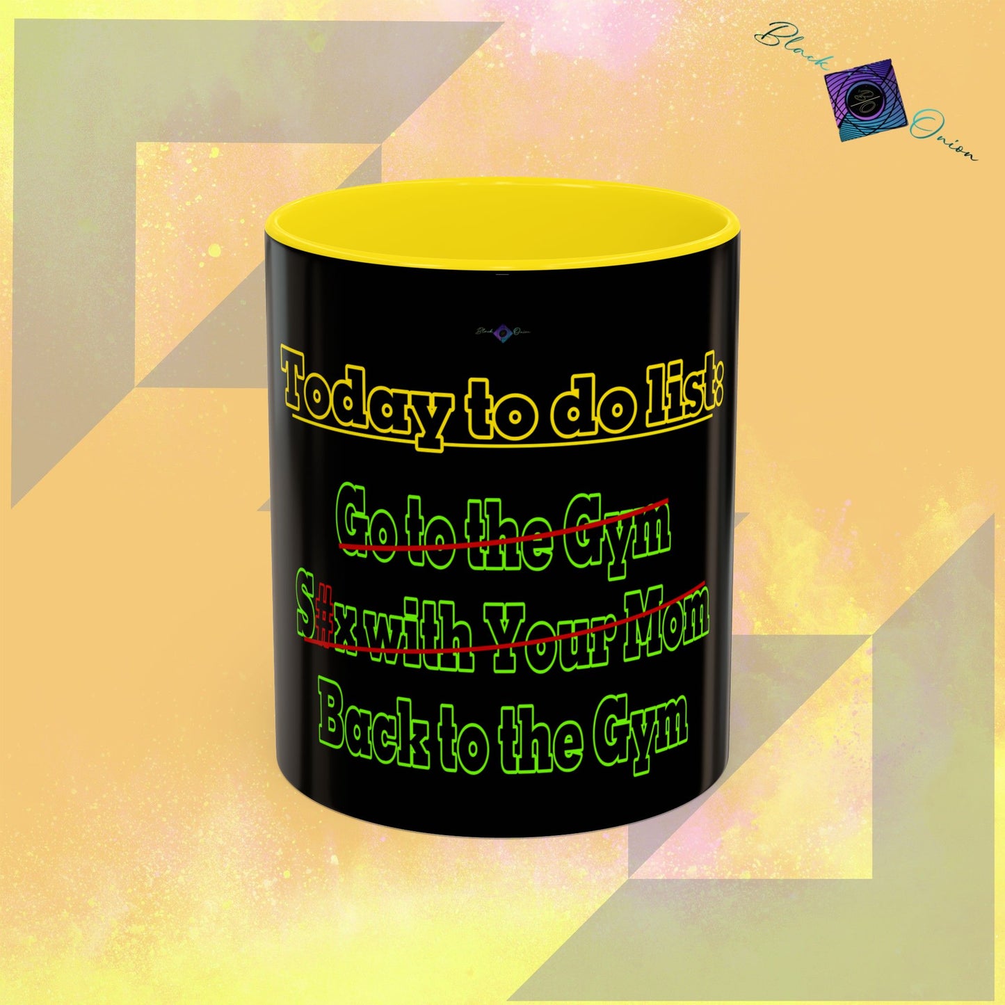 BlackOnion Coffee Mug 2 with Workout Motif ‘Today To Do List V2’🫵🔥💪