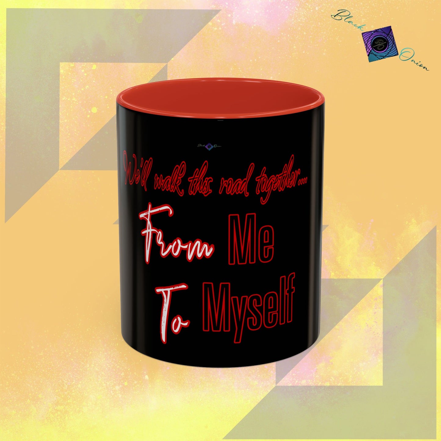 BlackOnion Coffee Mug - 11oz with Workout Motif ‘We’ll walk this road together’🔥💪🫵