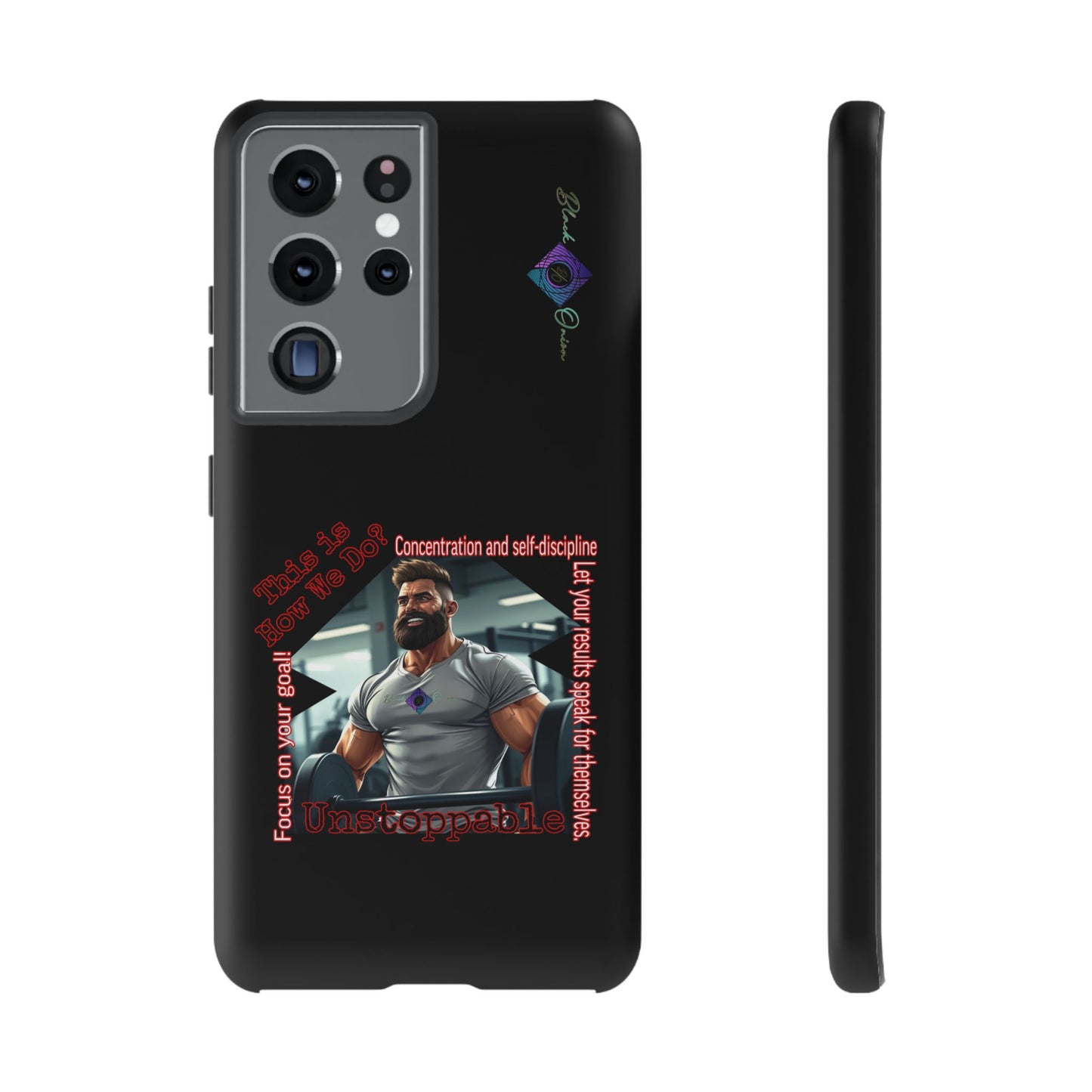 BlackOnion Brand New Phone Case - with Motivational Workout Motif’Unstoppable ‘💪🔥🫵