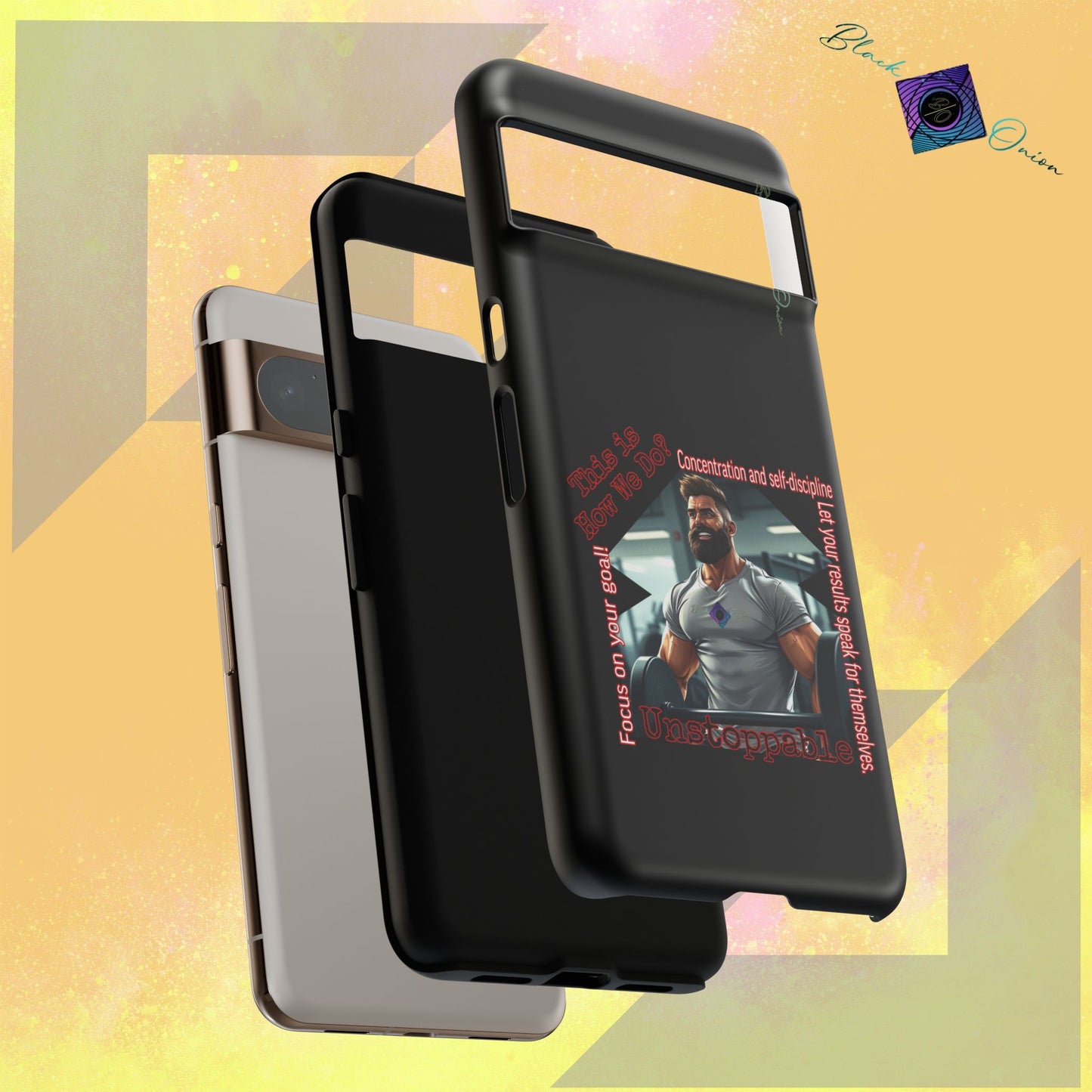 BlackOnion Brand New Phone Case - with Motivational Workout Motif’Unstoppable ‘💪🔥🫵