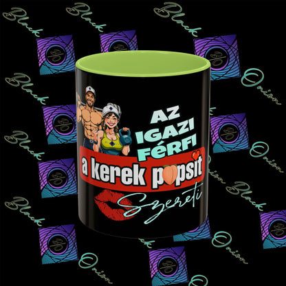 BlackOnion Coffee Mug Serial 2 with Workout Motif ‘Az igazi férfiak a kerek popsit szeretik ‘🫵🔥💪