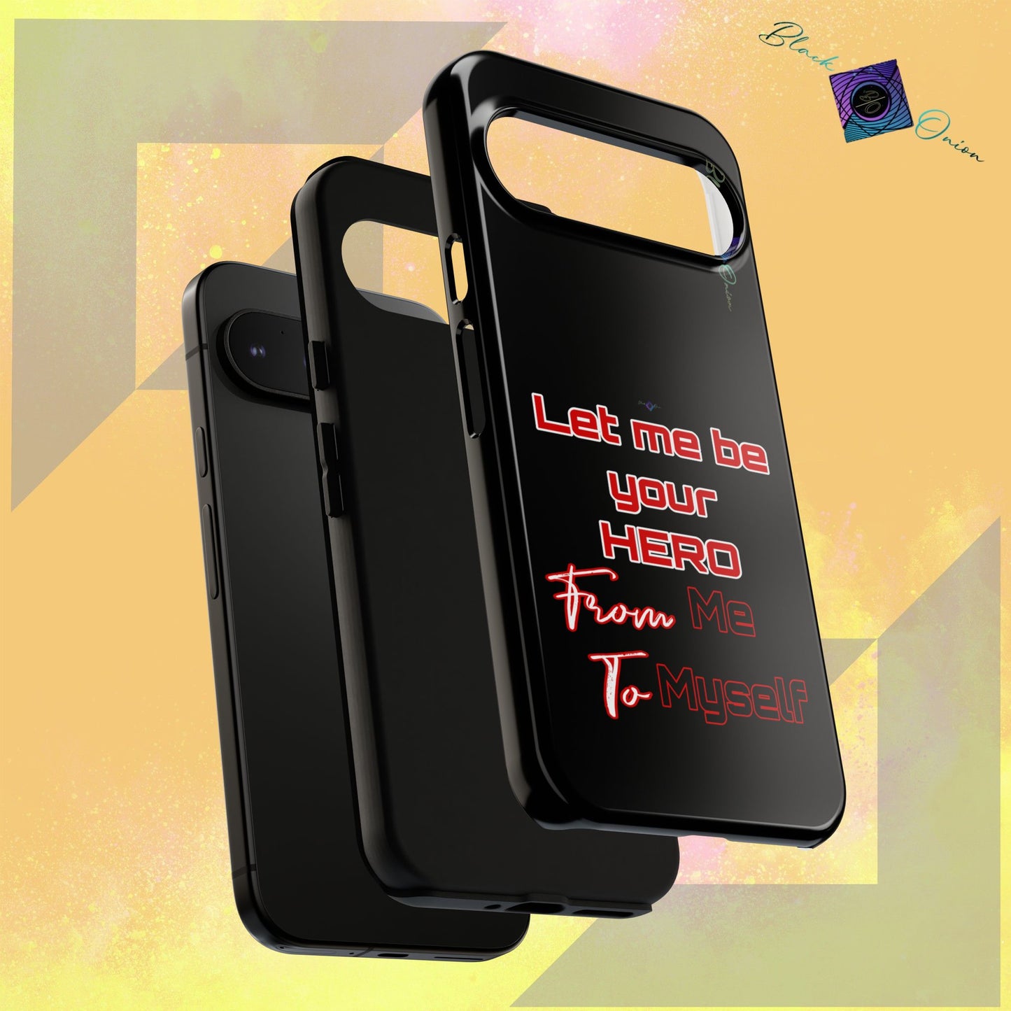 BlackOnion Brand New Phone Case - with Motivational Workout Motif’Let me be your Hero ‘💪🔥🫵