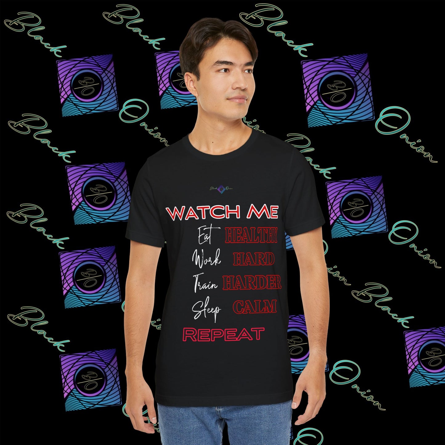 BlackOnion "Watch Me" T-Shirt with Workout Motif V3  💪🔥