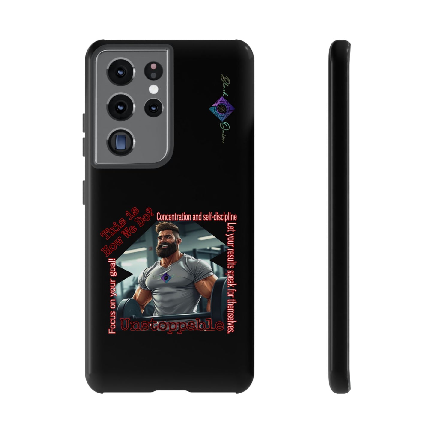 BlackOnion Brand New Phone Case - with Motivational Workout Motif’Unstoppable ‘💪🔥🫵