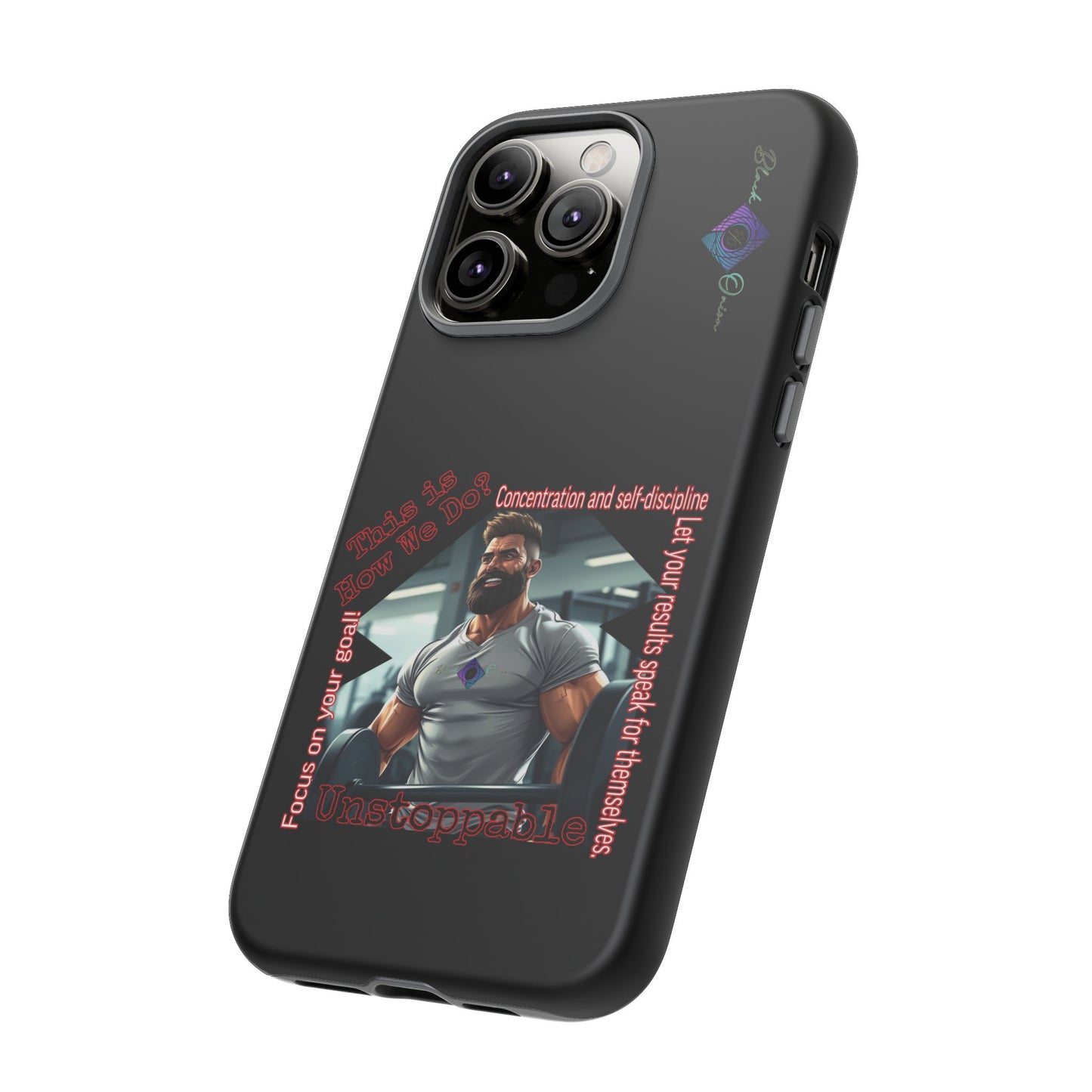 BlackOnion Brand New Phone Case - with Motivational Workout Motif’Unstoppable ‘💪🔥🫵