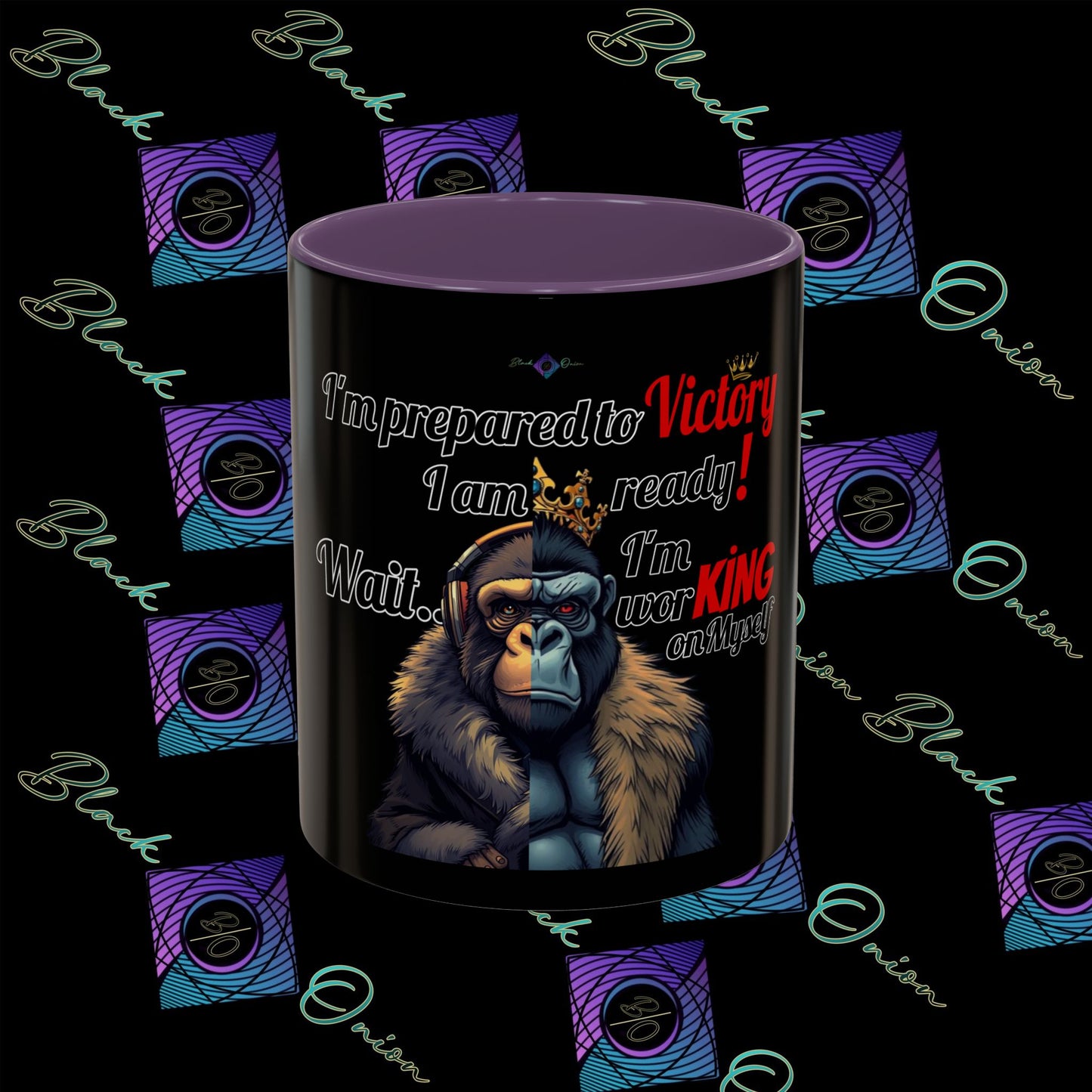 BlackOnion Coffee Mug 2 with Workout Motif ‘Victory V2’🫵🔥💪