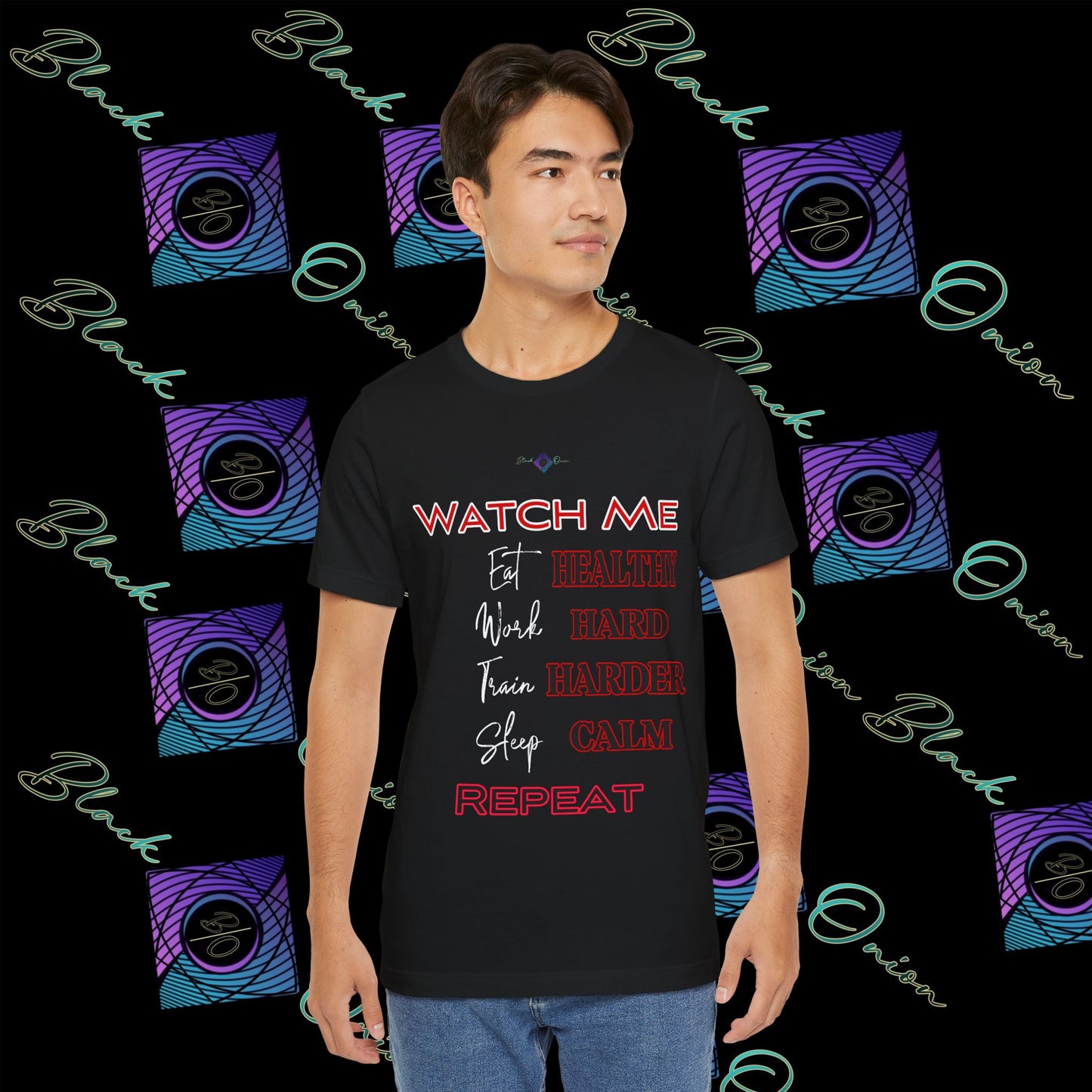 BlackOnion "Watch Me" T-Shirt with Workout Motif 💪🔥