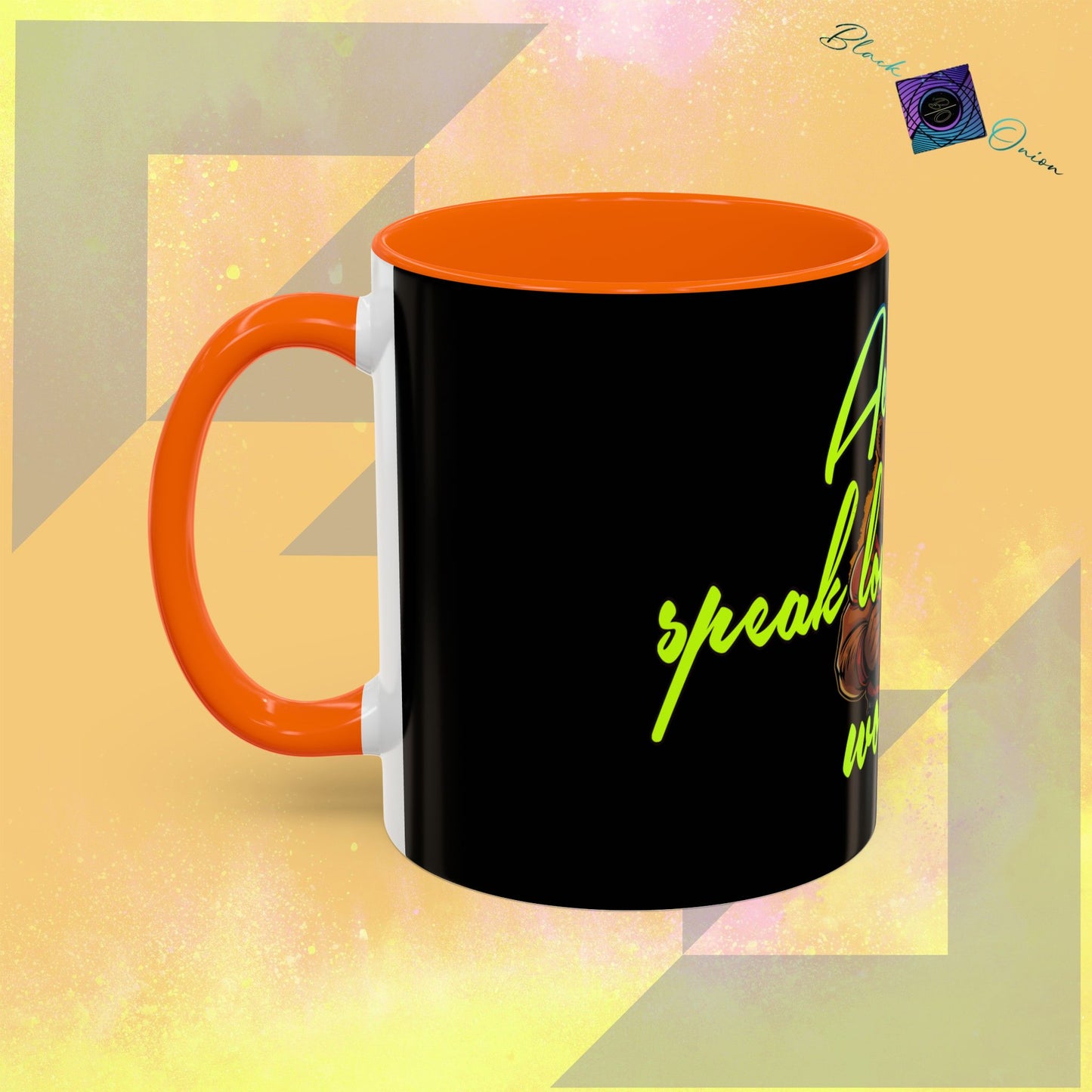 BlackOnion Coffee Mug 2 with Workout Motif ‘Actions speak lauder than words V2’🫵🔥💪