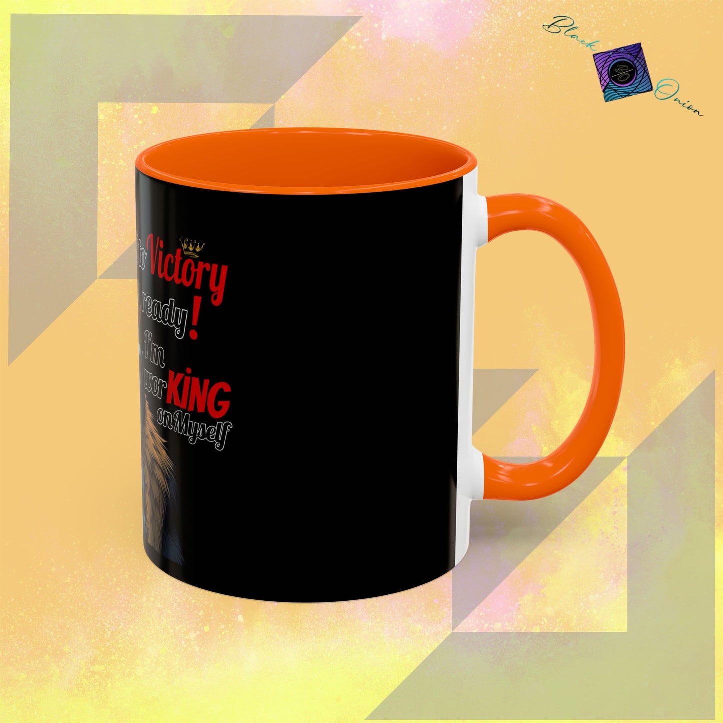 BlackOnion Coffee Mug - 11oz with Workout Motif ‘Victory 👑’🔥💪🫵