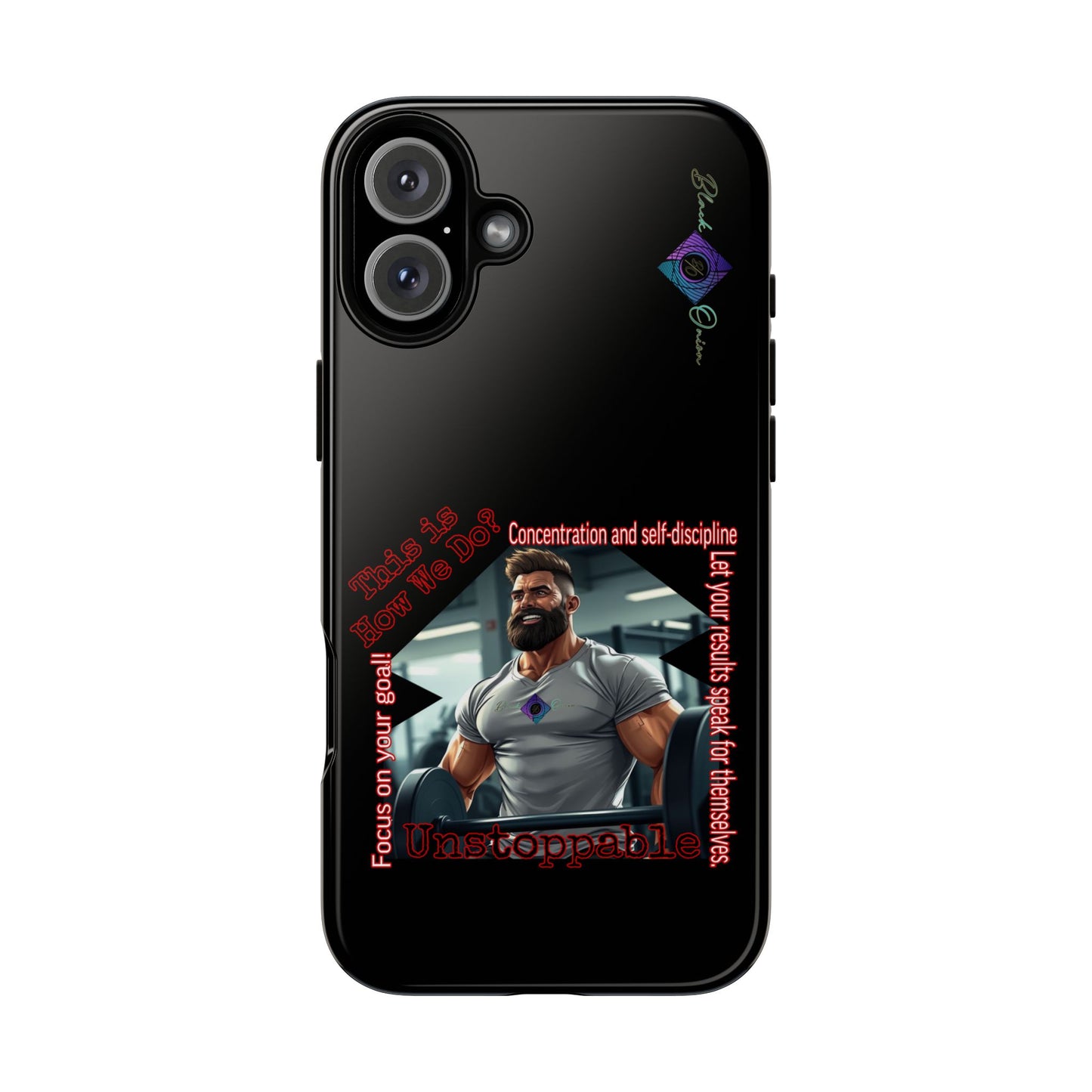 BlackOnion Brand New Phone Case - with Motivational Workout Motif’Unstoppable ‘💪🔥🫵
