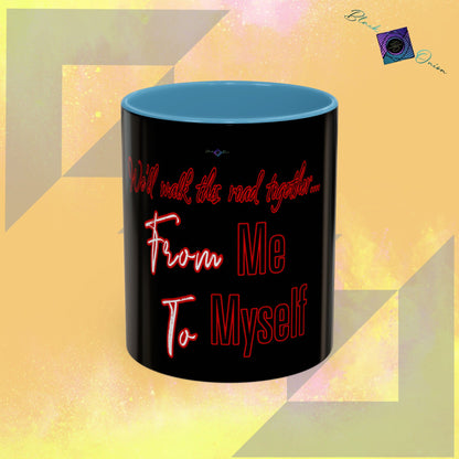 BlackOnion Coffee Mug - 11oz with Workout Motif ‘We’ll walk this road together’🔥💪🫵