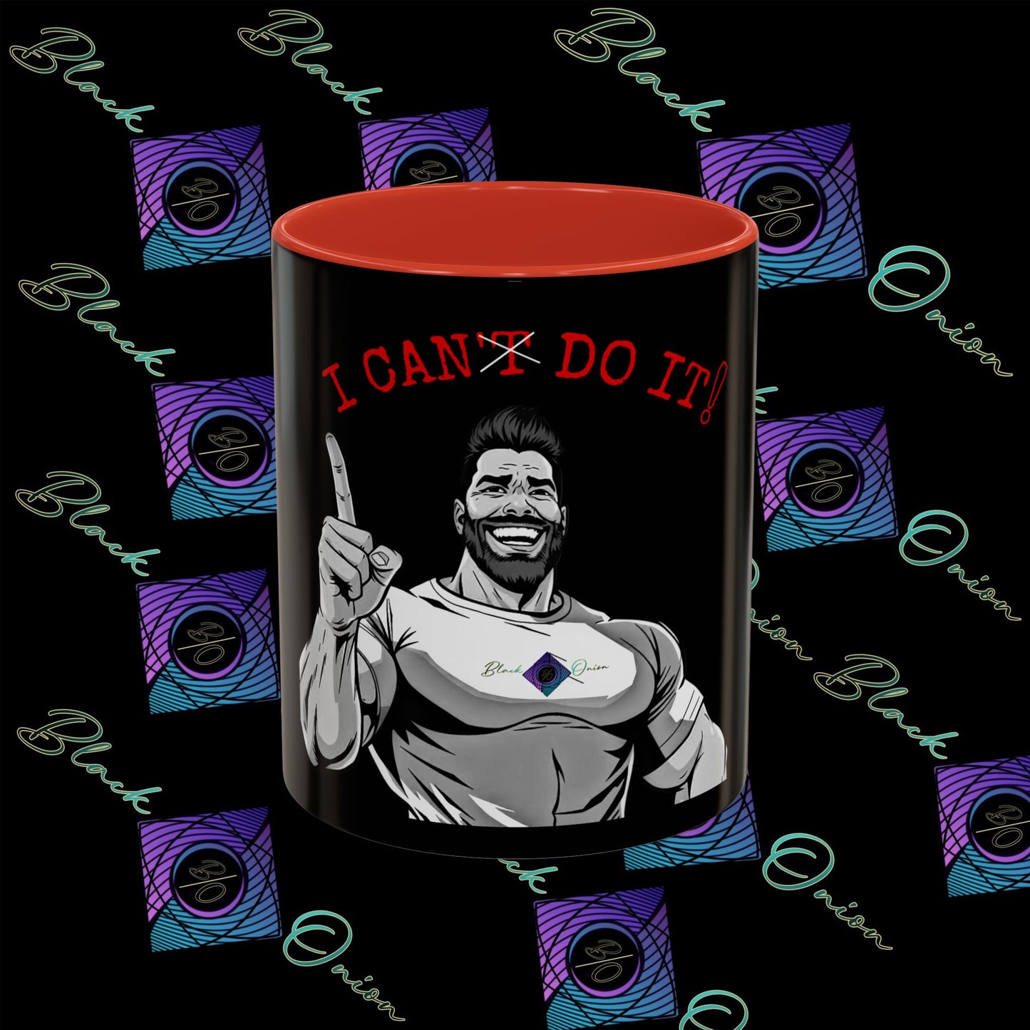BlackOnion Coffee Mug - 11oz with Workout Motif ‘I Can Do It ’🔥💪🫵