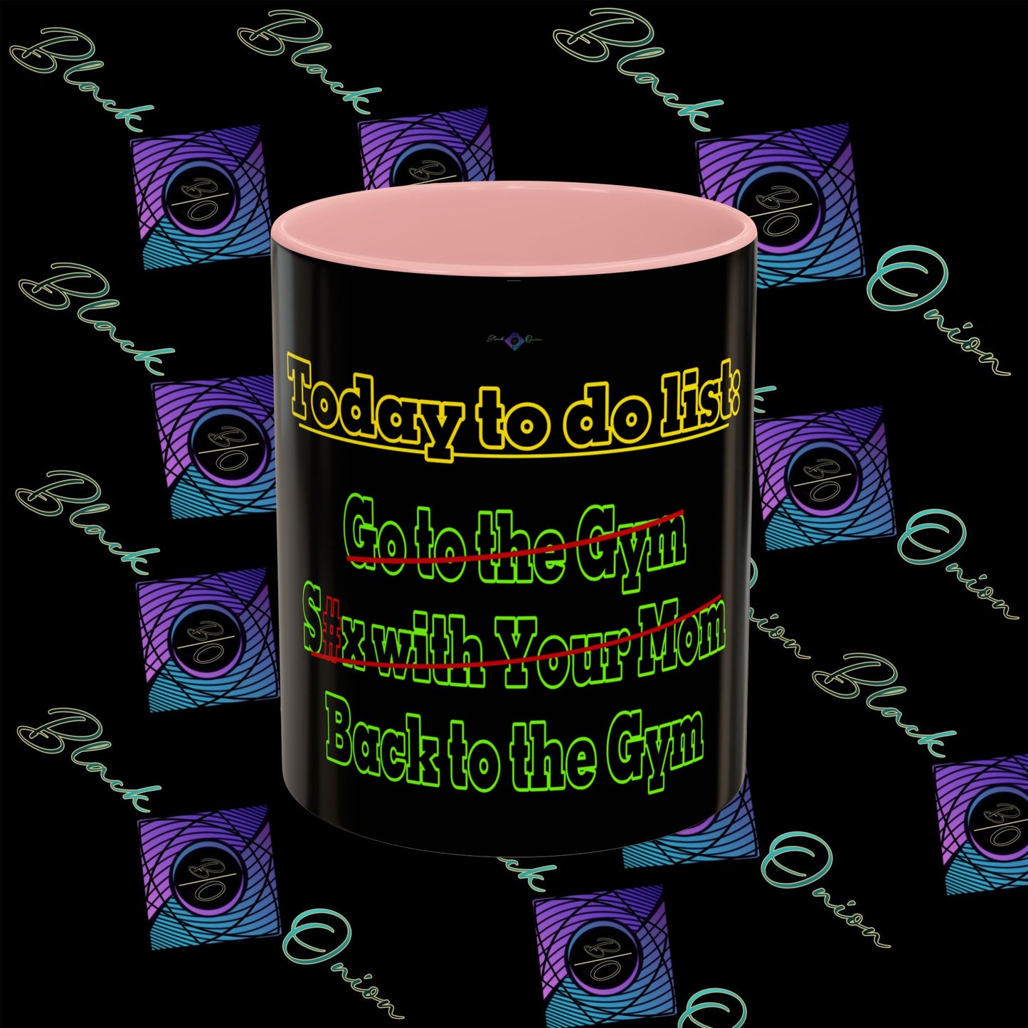 BlackOnion Coffee Mug 2 with Workout Motif ‘Today To Do List V2’🫵🔥💪