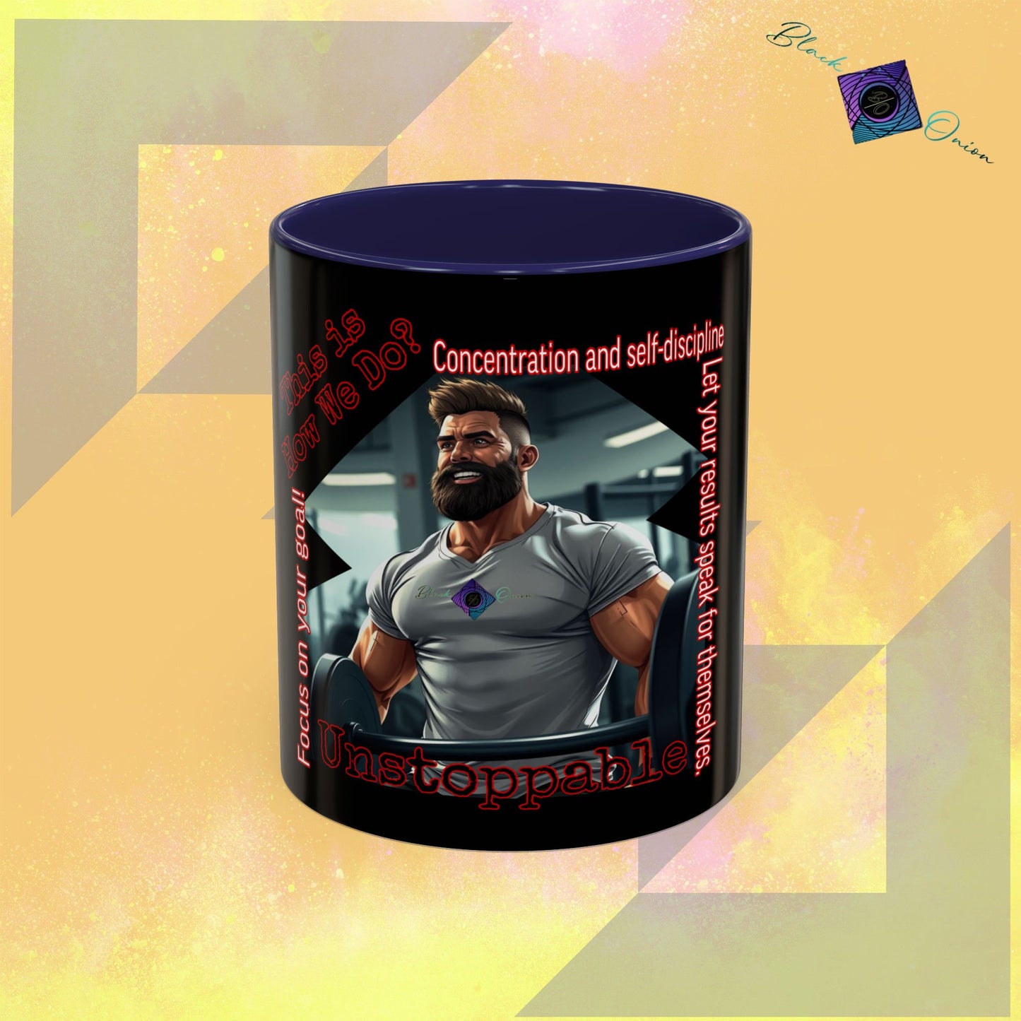 BlackOnion Coffee Mug Serial 2 with Workout Motif ‘Unstoppable’🫵🔥💪