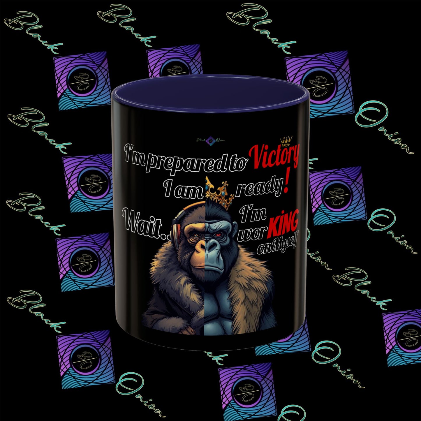 BlackOnion Coffee Mug 2 with Workout Motif ‘Victory V2’🫵🔥💪