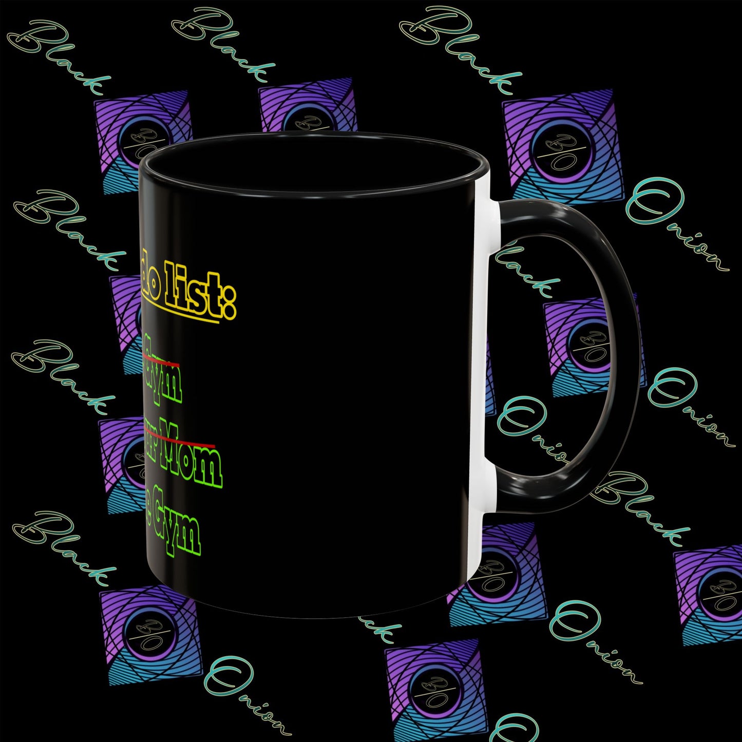 BlackOnion Coffee Mug 2 with Workout Motif ‘Today To Do List V2’🫵🔥💪