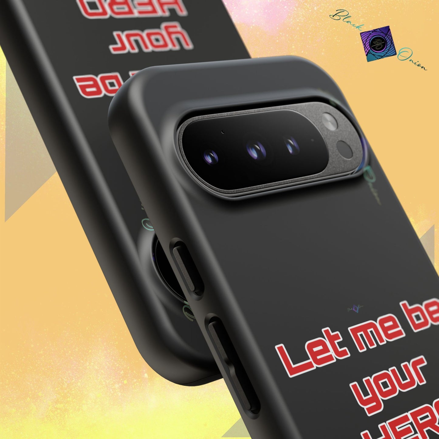 BlackOnion Brand New Phone Case - with Motivational Workout Motif’Let me be your Hero ‘💪🔥🫵