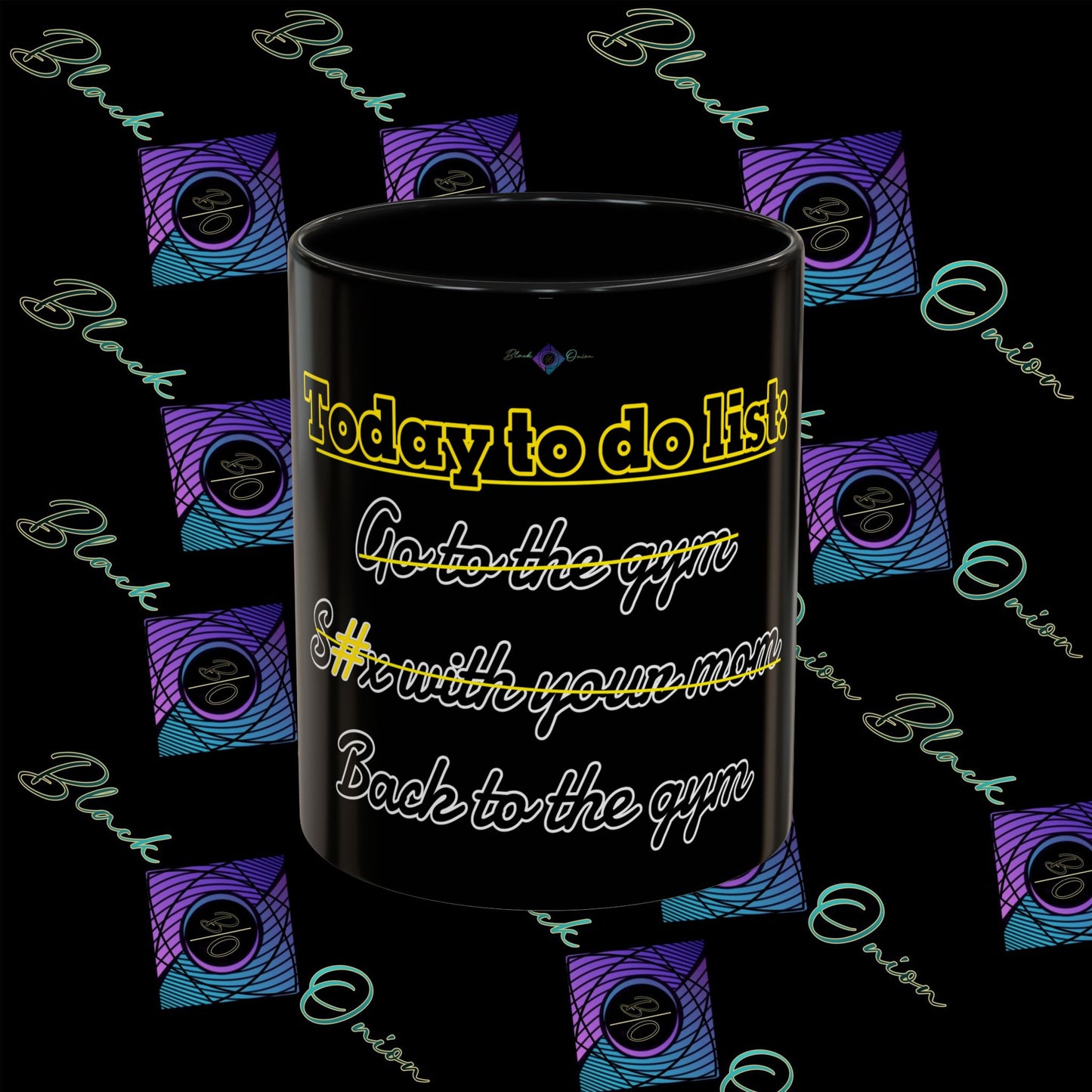 BlackOnion Coffee Mug - 11oz with Workout Motif ‘Today To Do List ’🔥💪🫵
