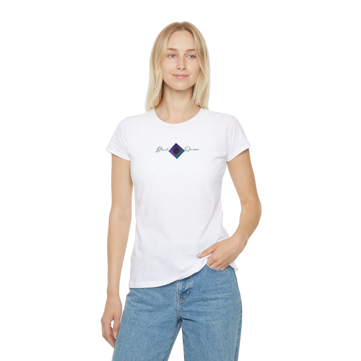BlackOnion Women's Iconic T-Shirt - with Workout Motif 💯🌸💋