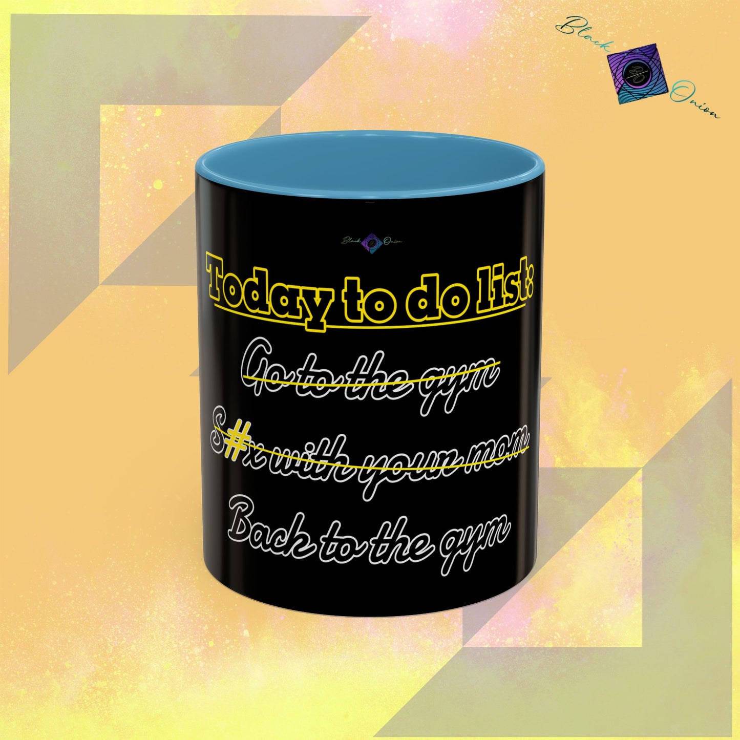 BlackOnion Coffee Mug - 11oz with Workout Motif ‘Today To Do List ’🔥💪🫵