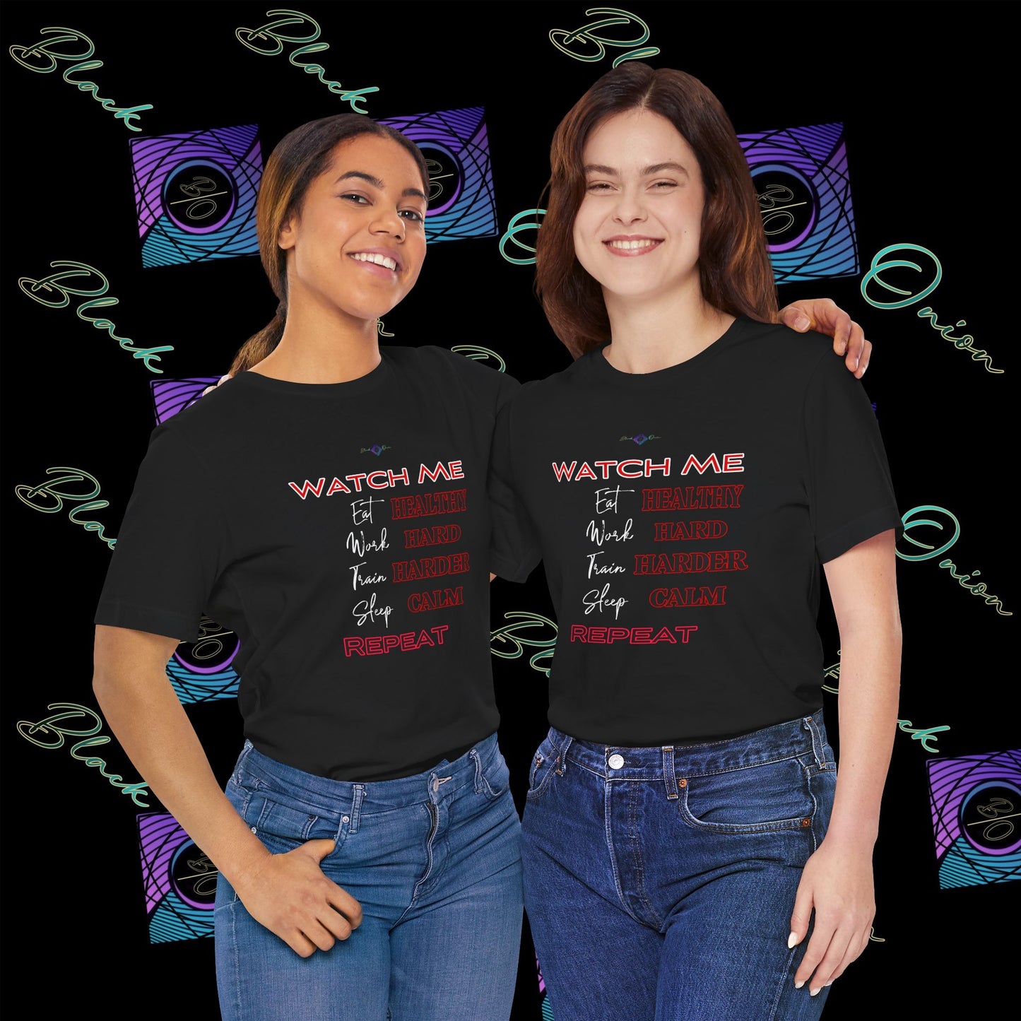 BlackOnion "Watch Me" T-Shirt with Workout Motif V4 💪🔥