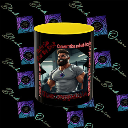 BlackOnion Coffee Mug - 11oz with Workout Motif ‘Unstoppable’🔥💪🫵