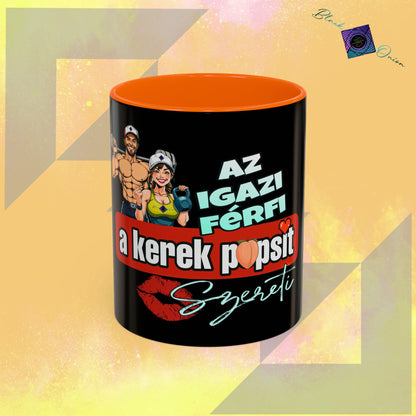 BlackOnion Coffee Mug Serial 2 with Workout Motif ‘Az igazi férfiak a kerek popsit szeretik ‘🫵🔥💪