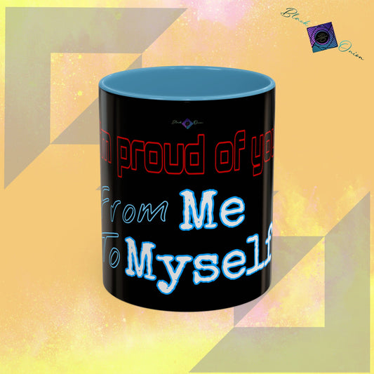 BlackOnion Coffee Mug - 11oz with workout motif ‘I’m proud of you’🔥💪🫵