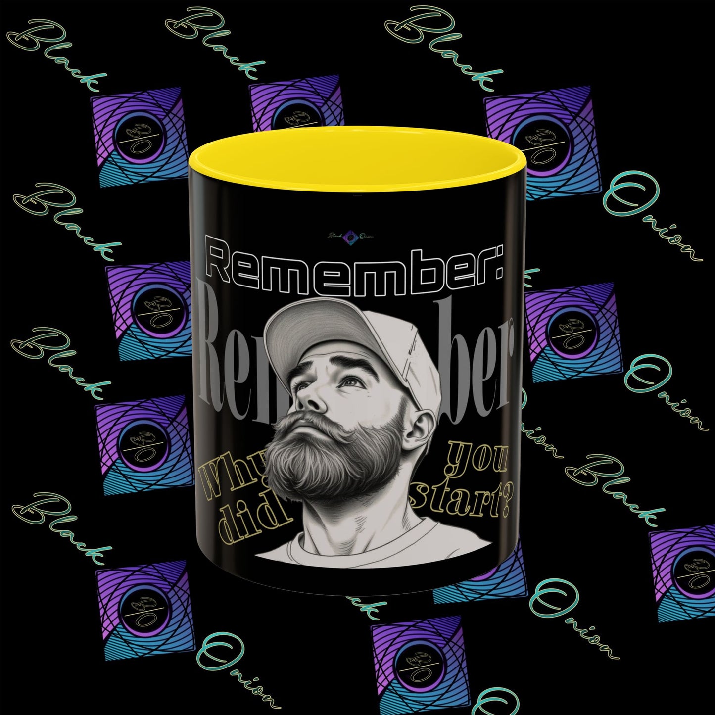 BlackOnion Coffee Mug - 11oz with Workout Motif ‘Remember ’🔥💪🫵