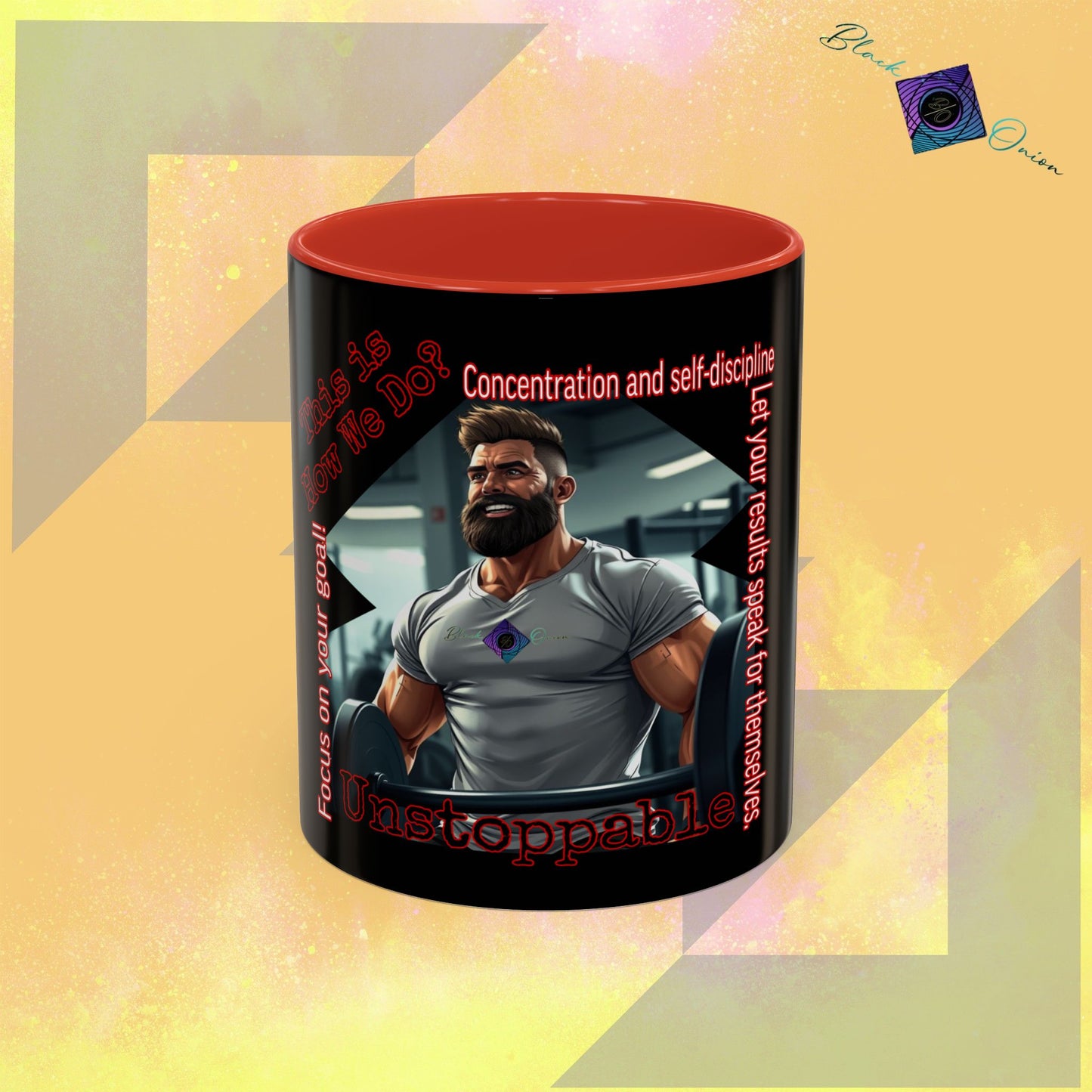 BlackOnion Coffee Mug Serial 2 with Workout Motif ‘Unstoppable’🫵🔥💪