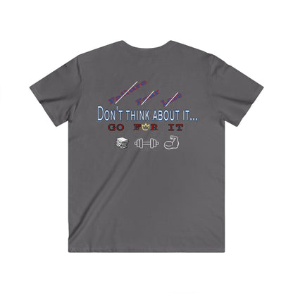 BlackOnion Men's V-Neck T-Shirt with Workout Motif ‘Don‘t think about it’ 💪🔥🫵