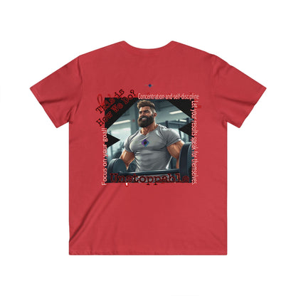 BlackOnion Men's V-Neck T-Shirt with Workout Motif ‘Unstoppable’💪🔥🫵