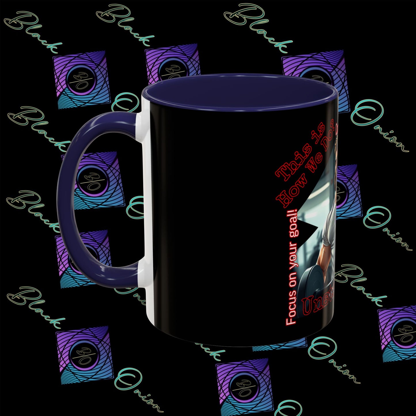 BlackOnion Coffee Mug Serial 2 with Workout Motif ‘Unstoppable’🫵🔥💪