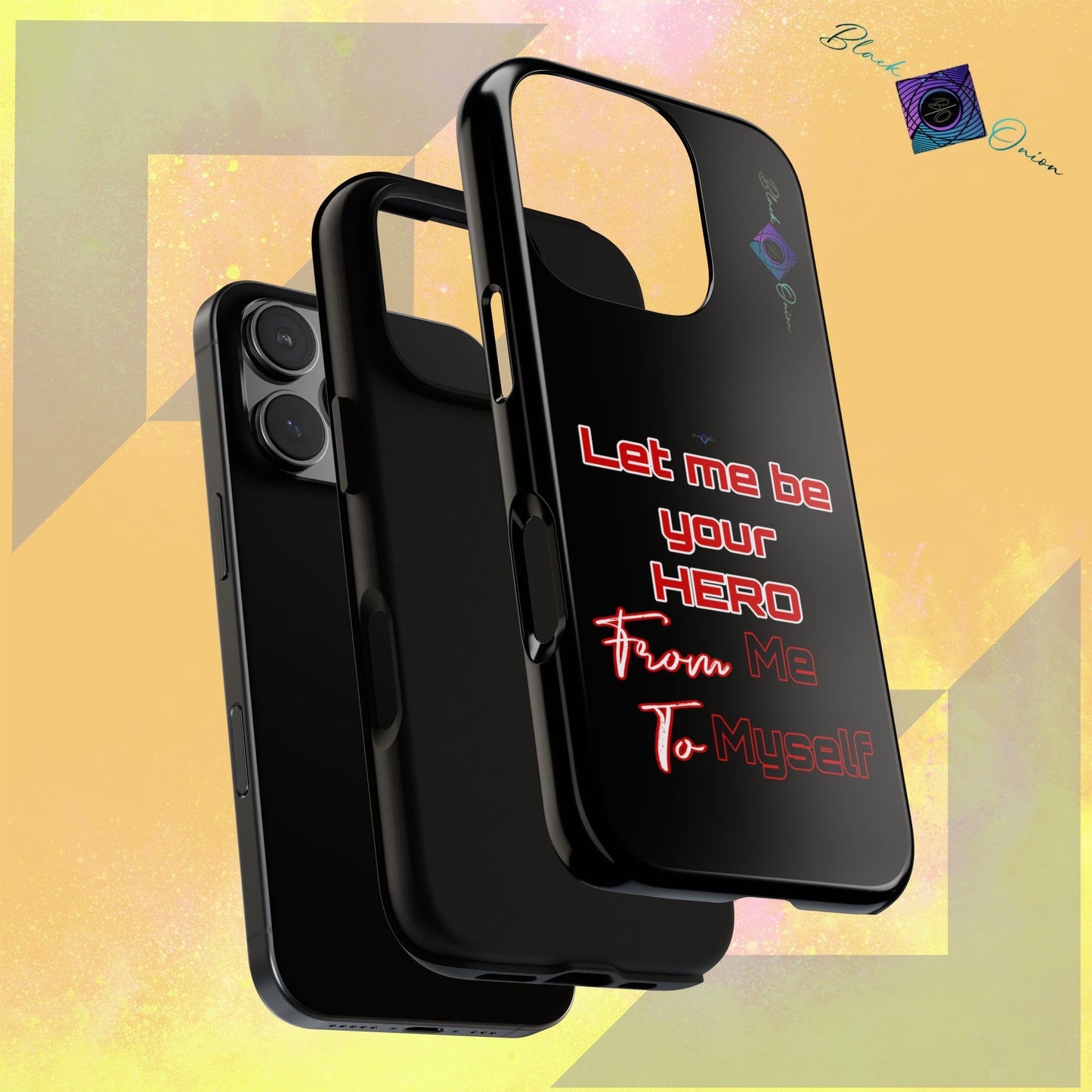 BlackOnion Brand New Phone Case - with Motivational Workout Motif’Let me be your Hero ‘💪🔥🫵