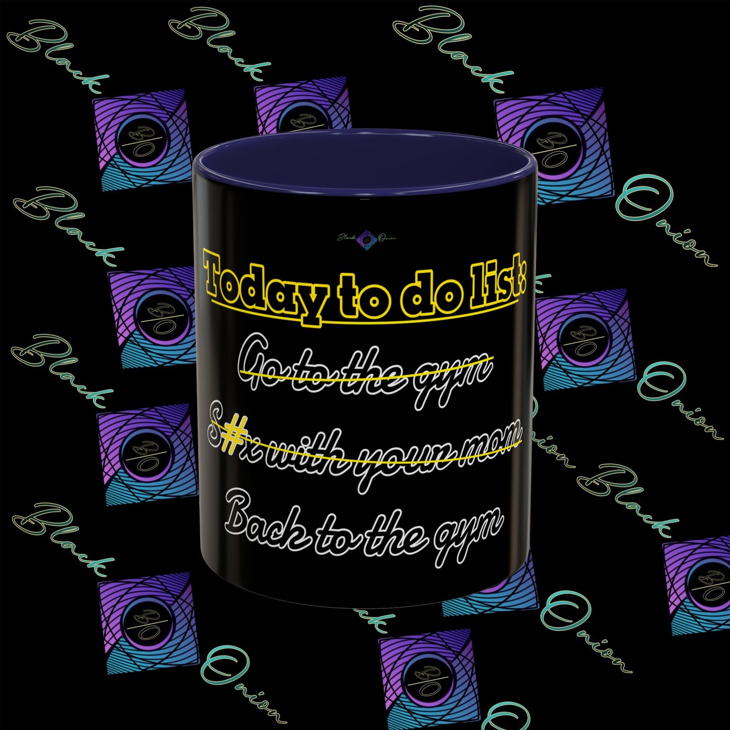 BlackOnion Coffee Mug - 11oz with Workout Motif ‘Today To Do List ’🔥💪🫵
