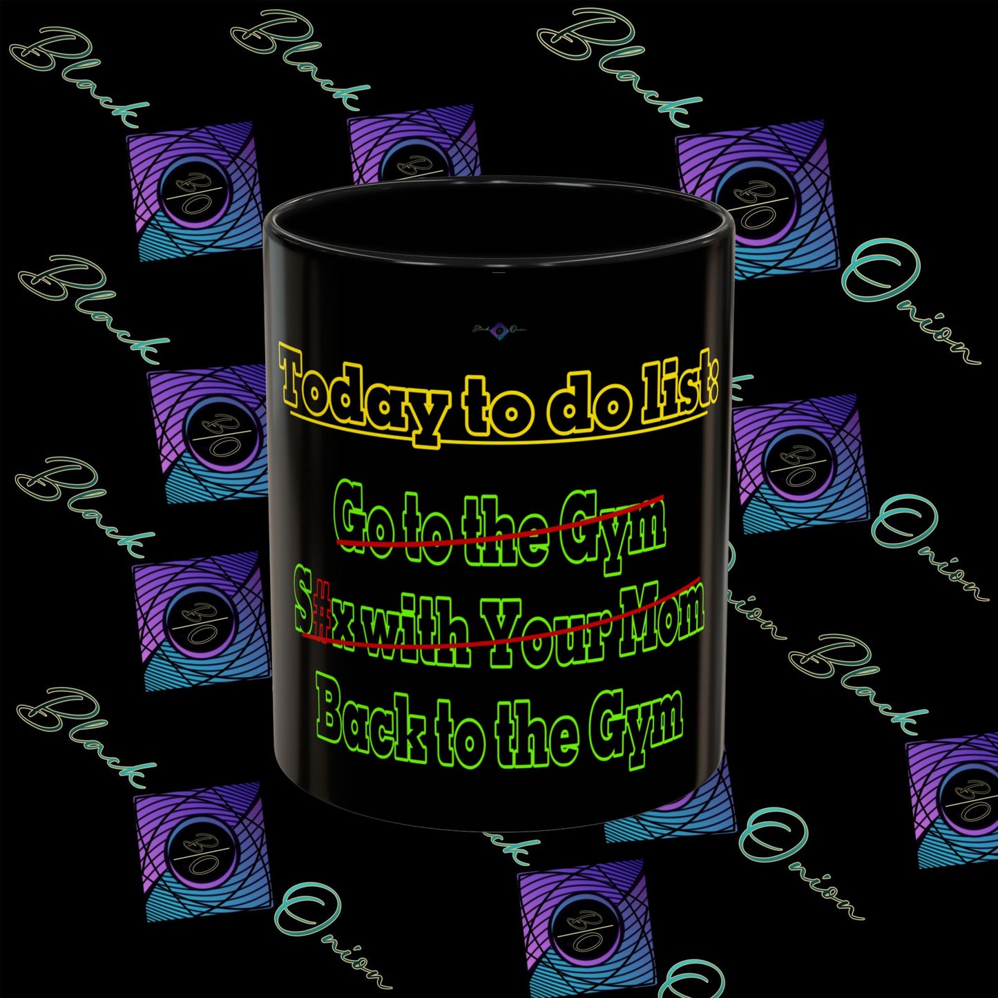 BlackOnion Coffee Mug 2 with Workout Motif ‘Today To Do List V2’🫵🔥💪